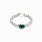 Beaded bracelet with oval faceted green crystal